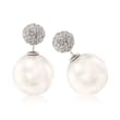 15.5-16.5mm Shell Pearl and 1.85 ct. t.w. CZ Front-Back Earrings in Sterling Silver