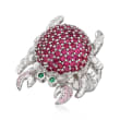 1.84 ct. t.w. Multicolored CZ Crab Ring in Sterling Silver