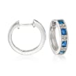 Gregg Ruth 1.00 ct. t.w. Sapphire and .24 ct. t.w. Diamond Hoop Earrings in 18kt White Gold. 1/2&quot;
