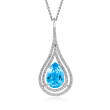 C. 2000 Vintage 4.30 Carat Blue Topaz and .50 ct. t.w. Diamond Pendant Necklace in 14kt White Gold