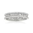 1.00 ct. t.w. Baguette and Round Diamond Eternity Ring in 14kt White Gold