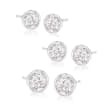 2.50 ct. t.w. CZ Jewelry Set: Three Pairs of Stud Earrings in Sterling Silver