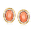 C. 1980 Vintage 15x10mm Coral Earrings in 14kt Yellow Gold