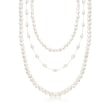 7-10mm Cultured Semi-Baroque Pearl Jewelry Set: Three Endless Necklaces with 14kt Yellow Gold