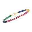 18.00 ct. t.w. Multicolored Sapphire and 4.40 ct. t.w. Ruby Bead Bracelet in 10kt Yellow Gold