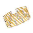ALOR &quot;Classique&quot; .41 ct. t.w. Diamond Multi-Row Yellow Stainless Steel Cable Bracelet with 18kt White Gold