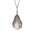 22.7x15mm Cultured Baroque Pearl and 1.20 ct. t.w. Brown Diamond Pendant Necklace in Sterling Silver