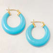 Simulated Turquoise Hoop Earrings in 14kt Yellow Gold