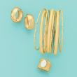 Italian 18kt Gold Over Sterling Silver Jewelry Set: Seven Bangle Bracelets