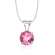 2.50 Carat Pink Topaz Solitaire Necklace in 14kt White Gold