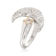 .35 ct. t.w. CZ Moon and Star Cuff Ring in 14kt Yellow Gold and Sterling Silver