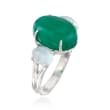 Green and Blue Chalcedony Ring in Sterling Silver