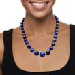 6-18mm Blue Lapis Bead Graduated Necklace with 14kt Yellow Gold 18-inch