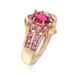 C. 1990 Vintage .65 ct. t.w. Pink Topaz and .35 Carat Pink Tourmaline Ring in 14kt Yellow Gold