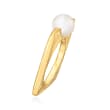 Italian 8mm Cultured Pearl Square Ring in 22kt Gold Over Sterling