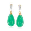 Jade Teardrop Earrings with Diamond Accents in 14kt Yellow Gold