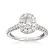 Henri Daussi 1.24 ct. t.w. Diamond Halo Engagement Ring in 18kt White Gold