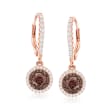1.20 ct. t.w. Brown and White CZ Drop Earrings in 18kt Rose Gold Over Sterling