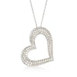 1.00 ct. t.w. Pave Diamond Open-Space Heart Necklace in Sterling Silver