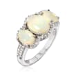 Ethiopian Opal and .33 ct. t.w. Diamond Ring in 14kt White Gold