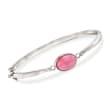 Bezel-Set Pink Opal Bangle Bracelet in Sterling Silver