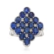 C. 1980 Vintage 5.40 ct. t.w. Sapphire and .20 ct. t.w. Diamond Cluster Ring in 18kt White Gold