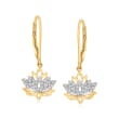 .17 ct. t.w. Diamond Lotus Drop Earrings in 18kt Gold Over Sterling