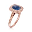 C. 2000 Vintage 3.15 Sapphire and .50 ct. t.w. Diamond Ring in 14kt Rose Gold
