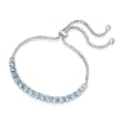 Swarovski Crystal Blue Bolo Bracelet in Sterling Silver