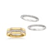 .15 ct. t.w. Diamond Jewelry Set: Four Stackable Rings in Sterling Silver and 18kt Gold Over Sterling