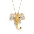.47 ct. t.w. Yellow and White Diamond Elephant Pendant Necklace in 14kt Yellow Gold