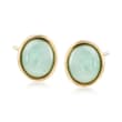 Jade Oval Stud Earrings in 14kt Yellow Gold