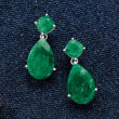 19.20 ct. t.w. Emerald Drop Earrings in Sterling Silver