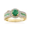 1.20 ct. t.w. Emerald and .24 ct. t.w. Diamond Ring in 14kt Yellow Gold