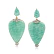 Amazonite and .30 ct. t.w. White Topaz Drop Earrings in 18kt Gold Over Sterling