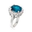 5.50 Carat Blue Topaz and 1.00 ct. t.w. Diamond Ring in 14kt White Gold