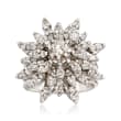 C. 1970 Vintage 1.60 ct. t.w. Diamond Floral Burst Ring in 14kt White Gold