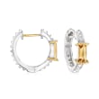 Andrea Candela &quot;La Romana&quot; .89 ct. t.w. Citrine Hoop Earrings in Sterling Silver and 18kt Yellow Gold  