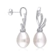 11-11.5mm Cultured South Sea Pearl and .16 ct. t.w. Diamond Ribbon Drop Earrings in 14kt White Gold