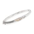 Andrea Candela Sterling Silver and 18kt Gold Bangle Bracelet with Diamond Accents
