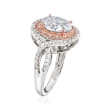 3.69 ct. t.w. CZ Ring in Sterling Silver and 18kt Rose Gold Over Sterling