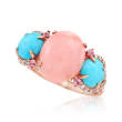 Pink Opal, Turquoise and .21 ct. t.w. Mixed Gemstone Ring in 14kt Rose Gold