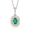 .50 Carat Emerald and .45 ct. t.w. Diamond Pendant Necklace in 14kt Two-Tone Gold