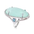 Aqua Chalcedony and .70 ct. t.w. Blue and White Topaz Ring in Sterling Silver