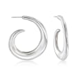 Italian Sterling Silver Curled J-Hoop Earrings