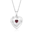 .50 Carat Birthstone Heart Locket Necklace in Sterling Silver 01-January 18-inch