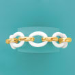 Andiamo 14kt Yellow Gold Over Resin and White Agate Bracelet with Magnetic Clasp