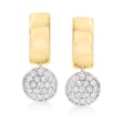 1.00 ct. t.w. Pave Diamond Cluster Hoop Drop Earrings in 14kt Two-Tone Gold