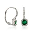 1.00 ct. t.w. Emerald and .60 ct. t.w. Diamond Earrings in 14kt White Gold