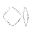 Sterling Silver Twisted Diamond-Shaped Hoop Earrings